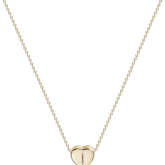 Tiny Gold I Initial Heart Necklace-14K Gold